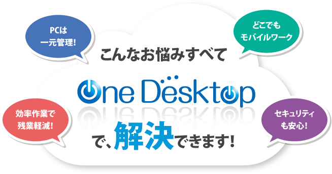 こんなお悩みすべて「One Desktop」で、解決できます！